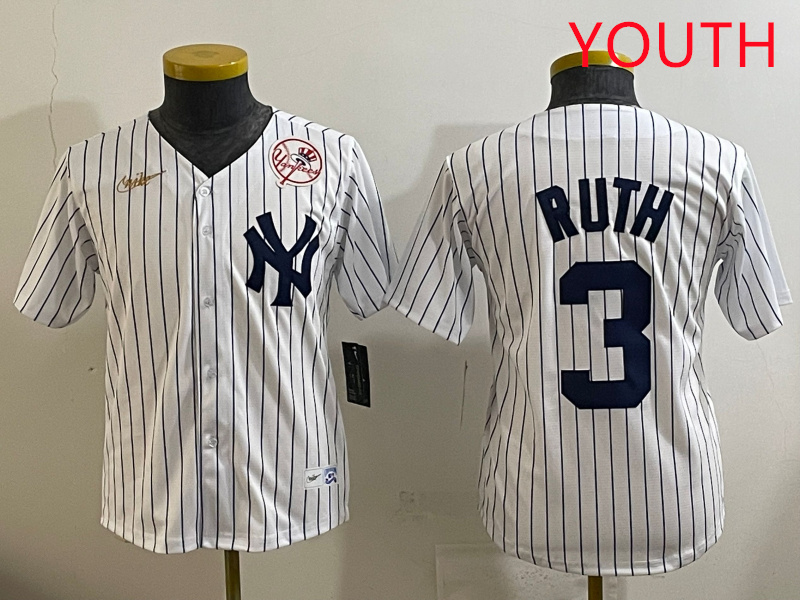 Youth New York Yankees #3 Ruth White 2025 Nike MLB jersey style 73->youth mlb jersey->Youth Jersey